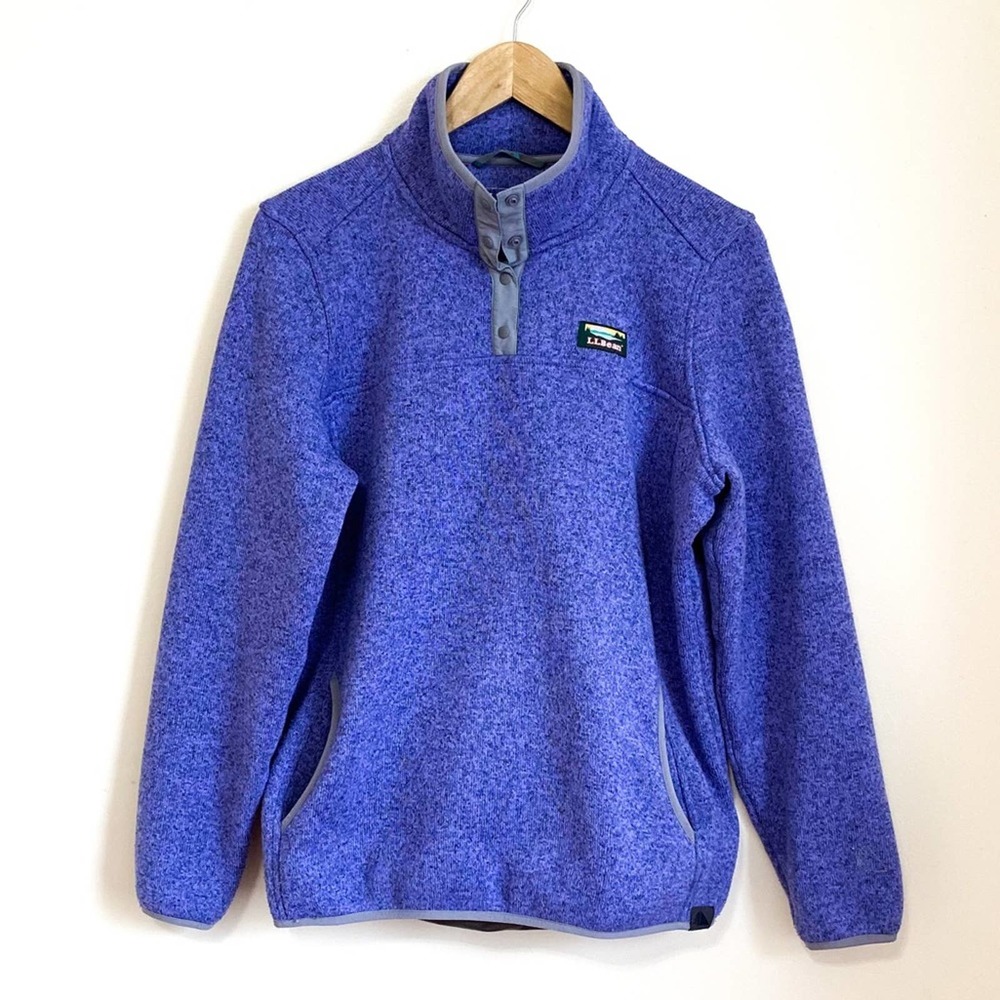 L.L. Bean The Ultimate Sweater Fleece Women’s Purple Mock Neck Sweatshirt Sz L